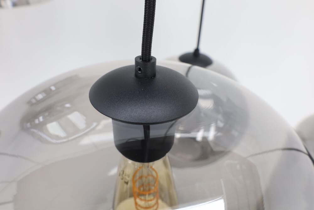 8-lichts hanglamp EEFF smoke zwart | Brede balk 130 x 35 cm