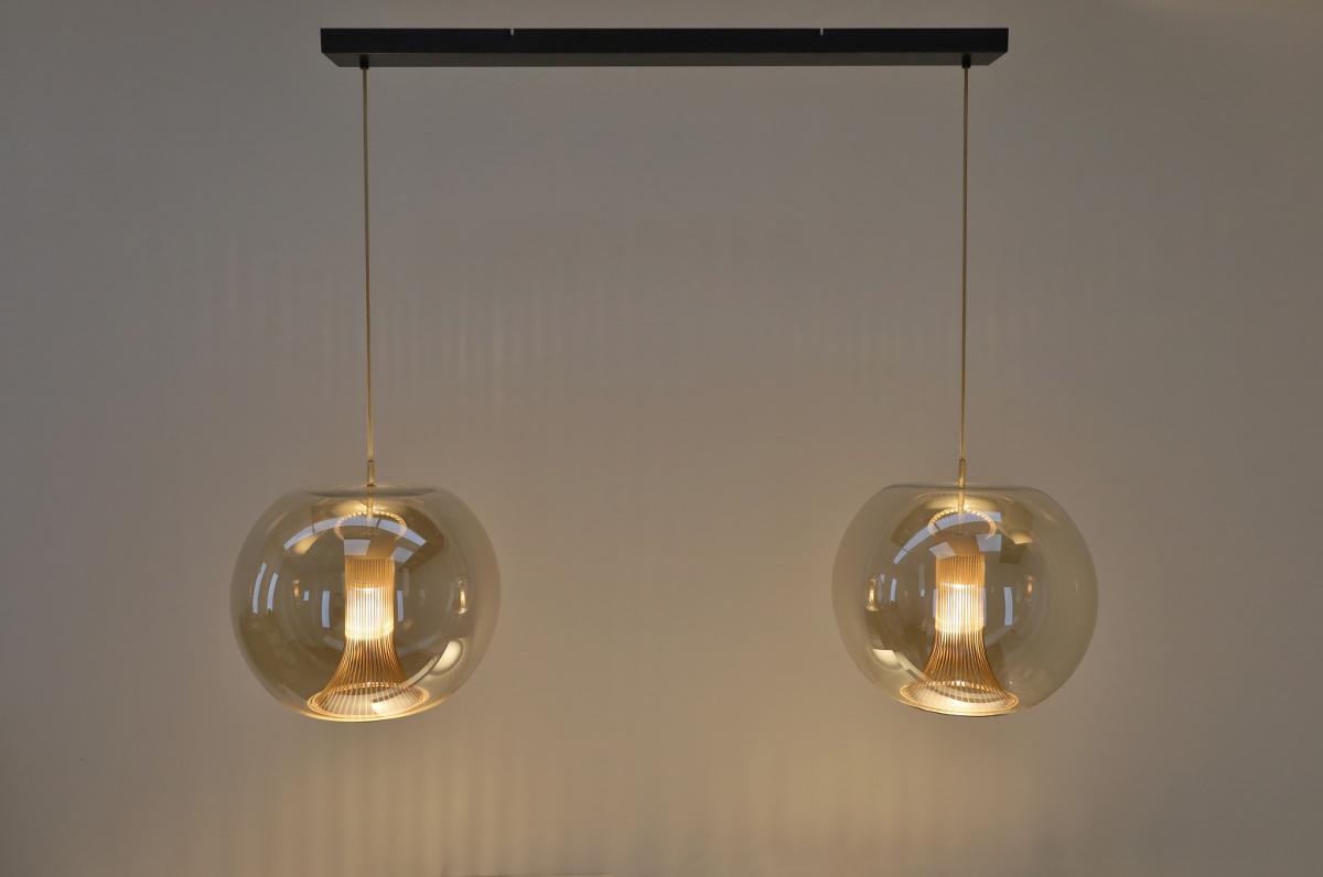 Sfeervolle hanglamp SAINT | Zwart/ Amber-Brons