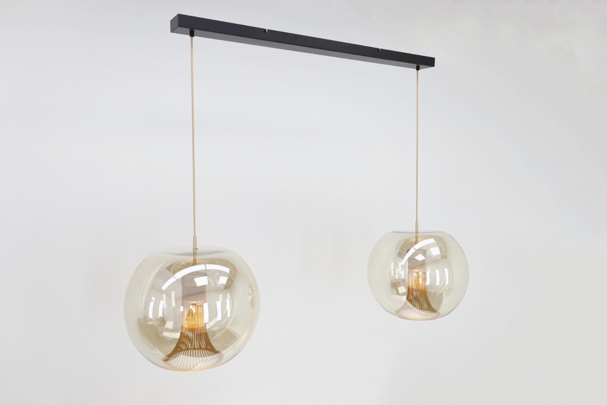 Sfeervolle hanglamp SAINT | Zwart/ Amber-Brons