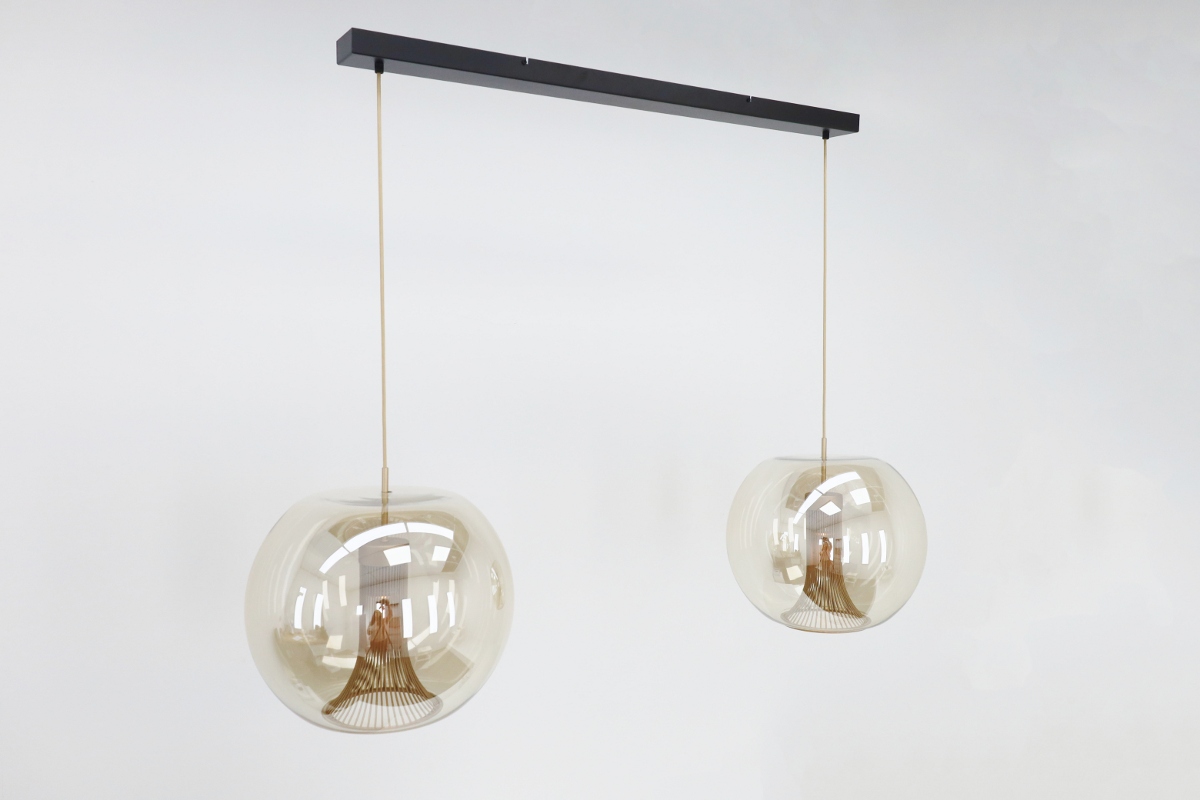 Sfeervolle hanglamp SAINT | Zwart/ Amber-Brons