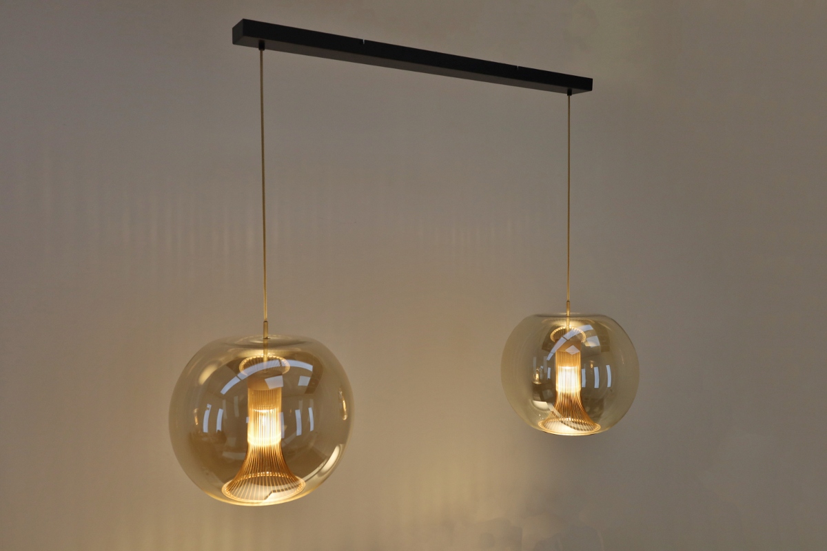 Sfeervolle hanglamp SAINT | Zwart/ Amber-Brons