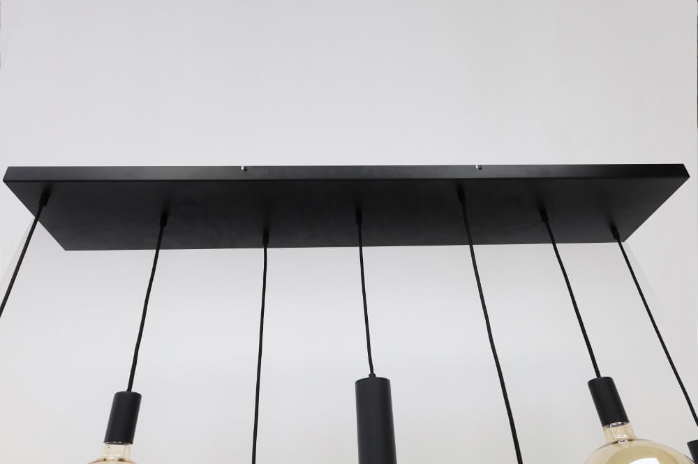 Hanglamp RAVI 130 x 25 cm 7-lichts zwart | Compleet