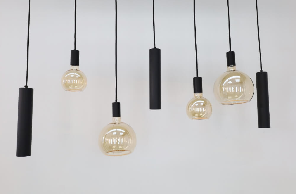 Hanglamp RAVI 130 x 25 cm 7-lichts zwart | Compleet