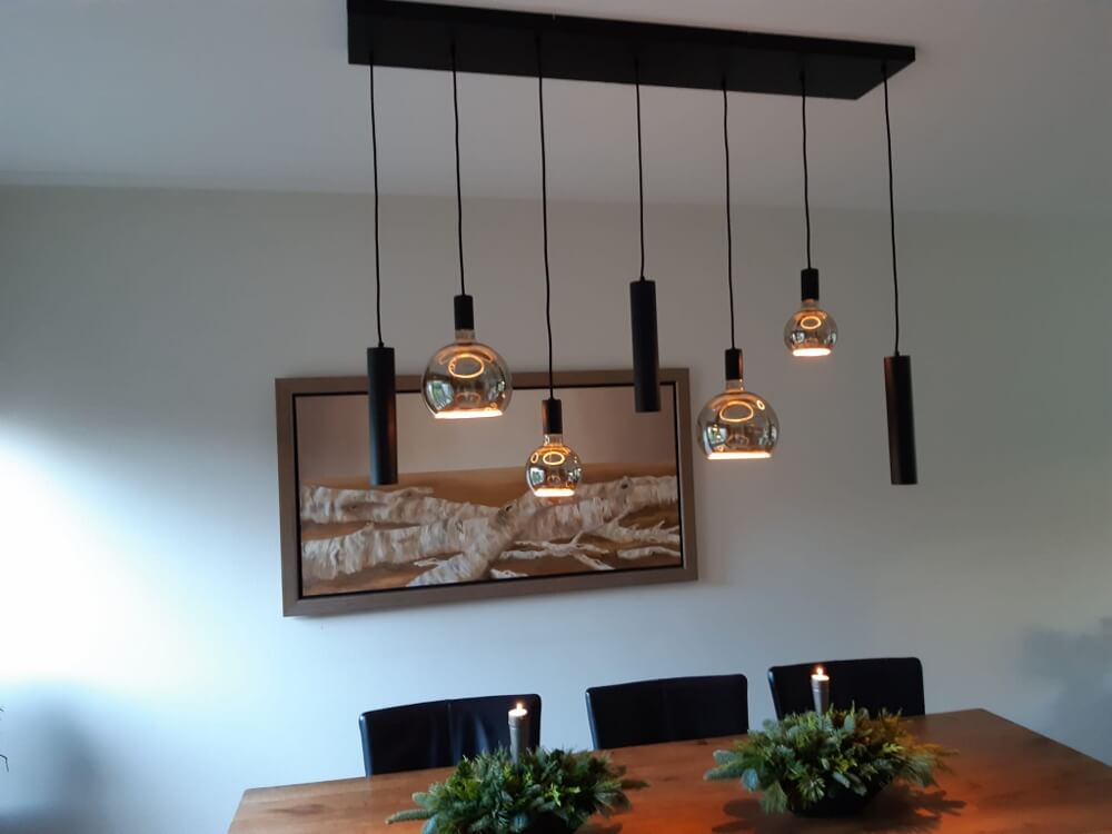 Hanglamp RAVI 130 x 25 cm 7-lichts zwart | Compleet