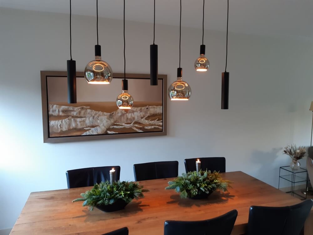 Hanglamp RAVI 130 x 25 cm 7-lichts zwart | Compleet