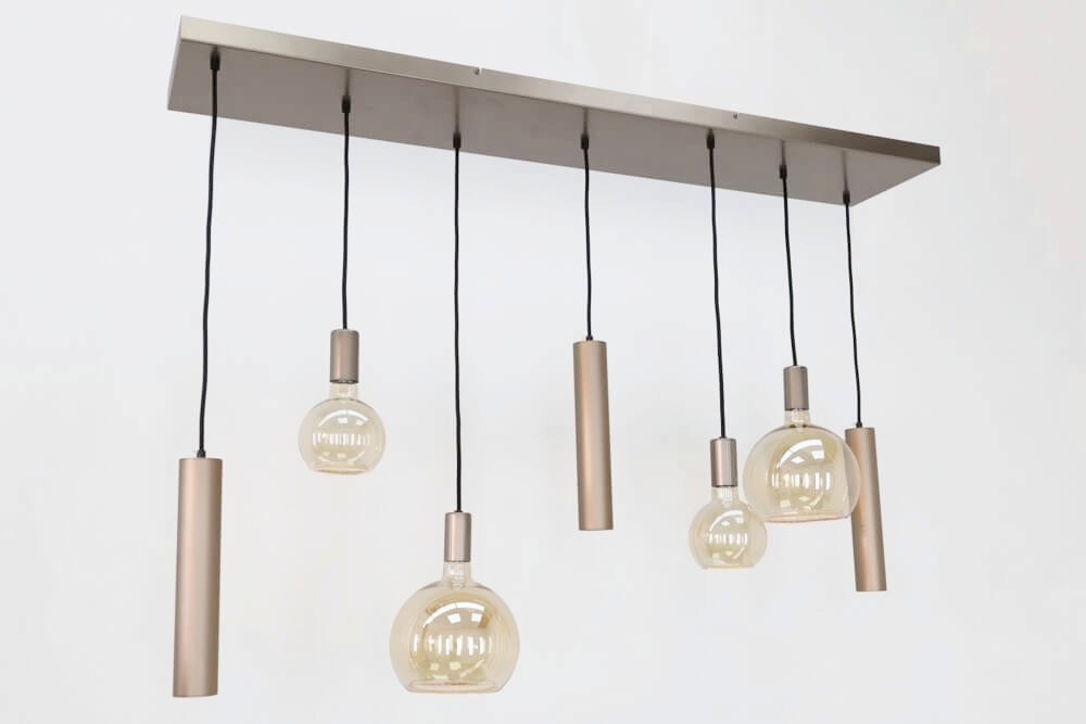 Hanglamp RAVI 130 x 25 cm 7-lichts champagne | Compleet