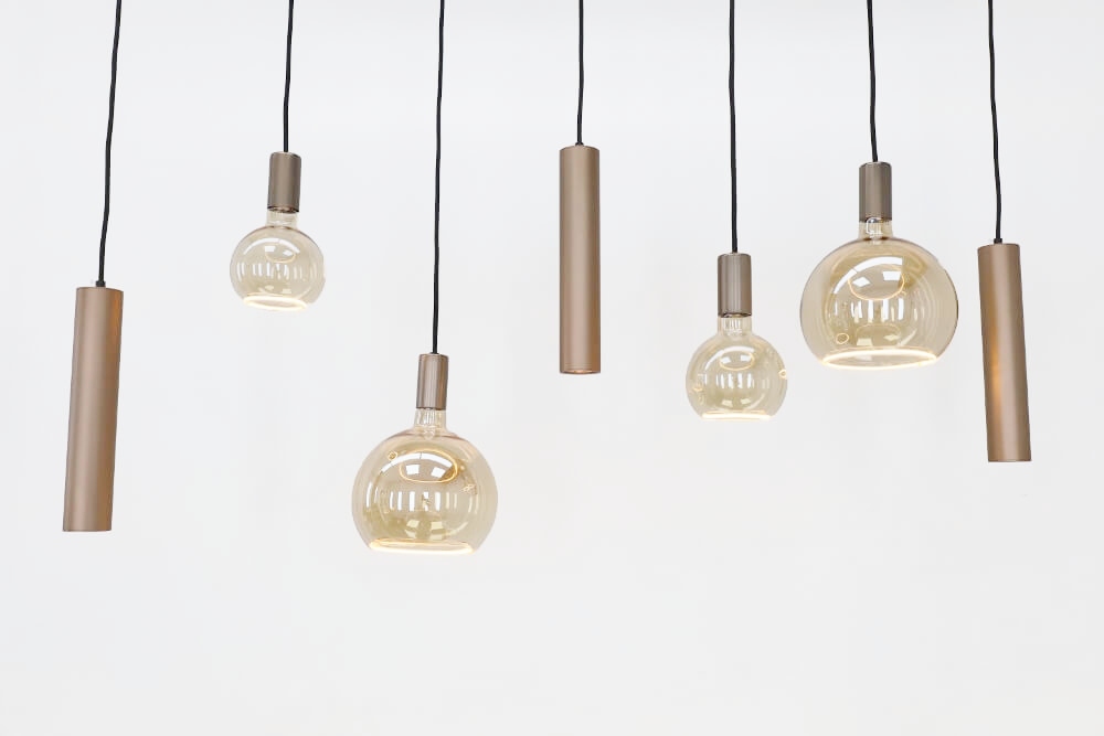 Hanglamp RAVI 130 x 25 cm 7-lichts champagne | Compleet