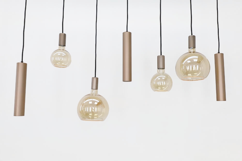 Hanglamp RAVI 130 x 25 cm 7-lichts champagne | Compleet