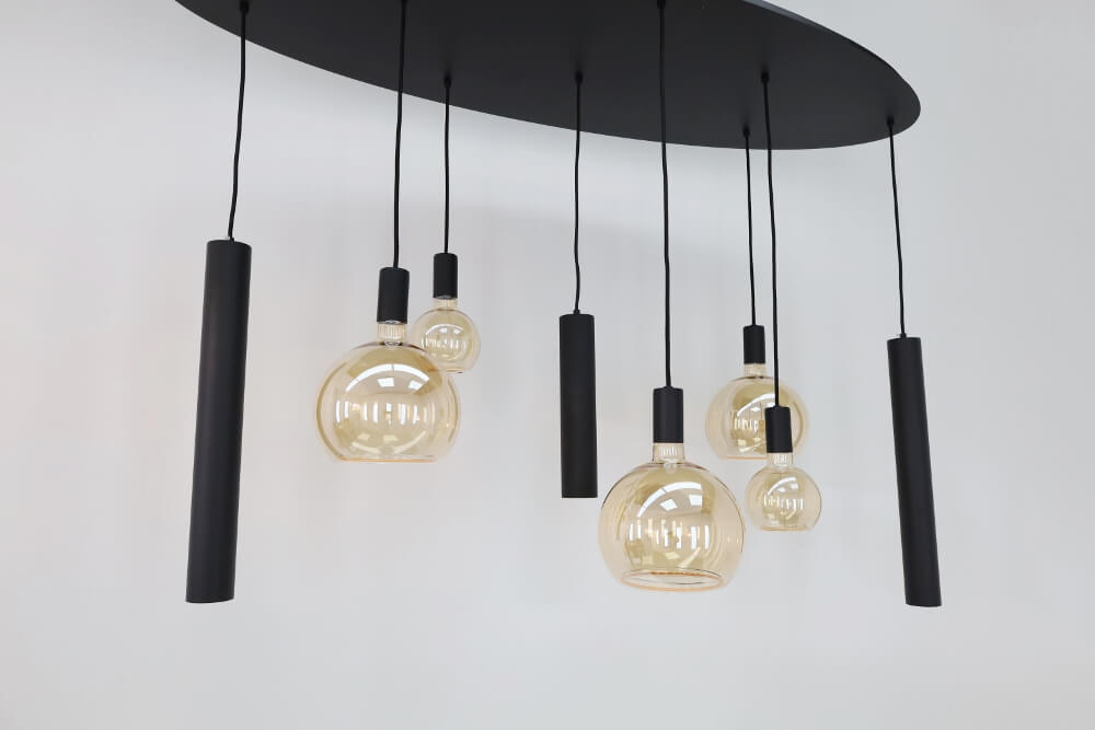 Hanglamp RAVI ovaal 140 x 50 cm 8-lichts zwart | Compleet