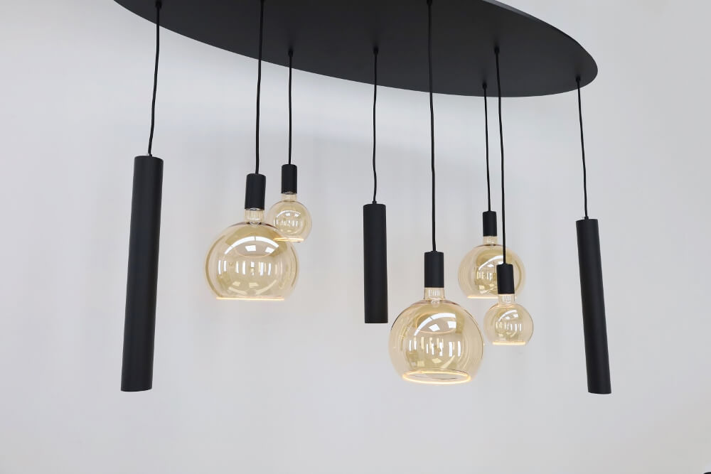 Hanglamp RAVI ovaal 140 x 50 cm 8-lichts zwart | Compleet