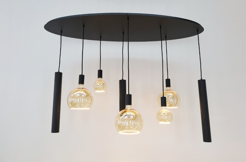 Hanglamp RAVI ovaal 140 x 50 cm 8-lichts zwart | Compleet