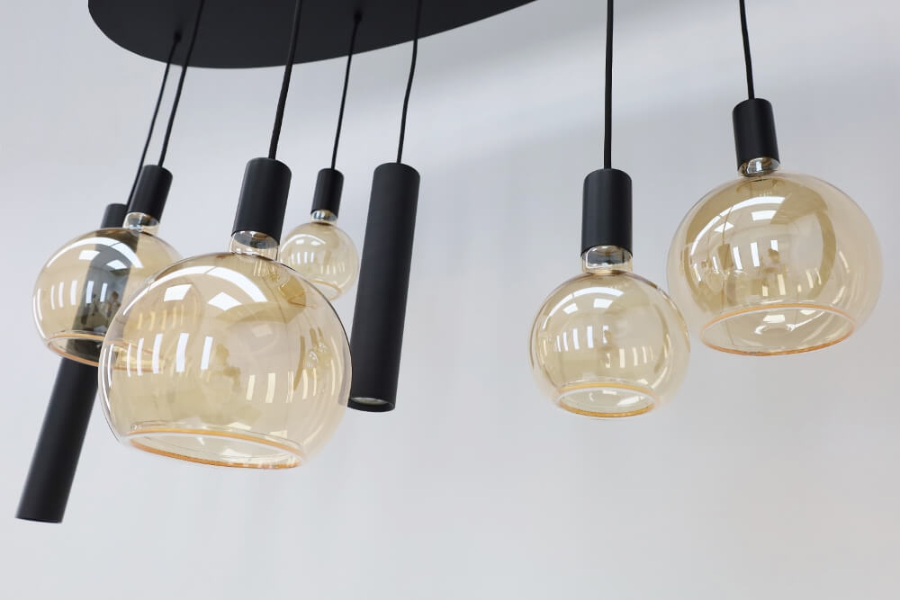 Hanglamp RAVI ovaal 140 x 50 cm 8-lichts zwart | Compleet