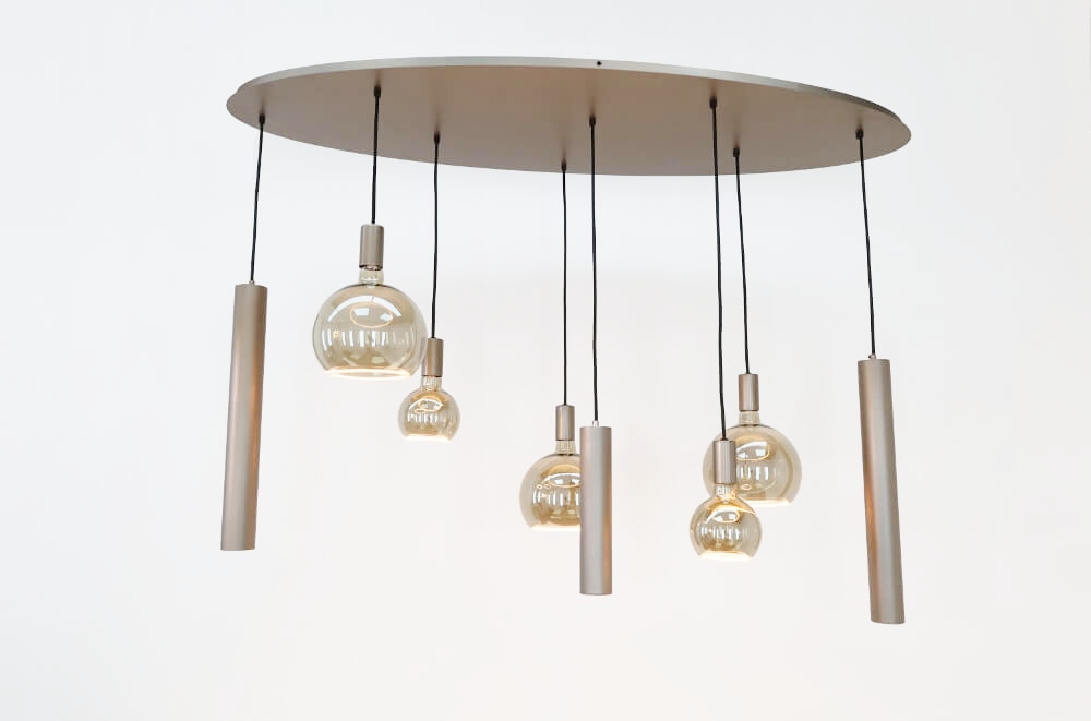 Hanglamp RAVI ovaal 140 x 50 cm 8-lichts champagne | Compleet