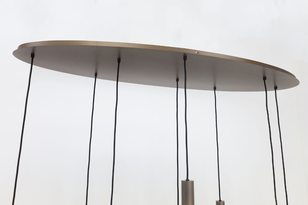 Hanglamp RAVI ovaal 140 x 50 cm 8-lichts brushed brown copper | Compleet