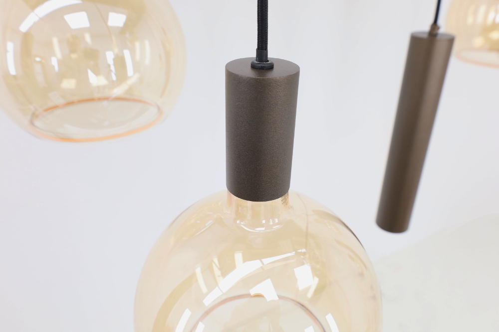 Hanglamp RAVI ovaal 140 x 50 cm 8-lichts brushed brown copper | Compleet