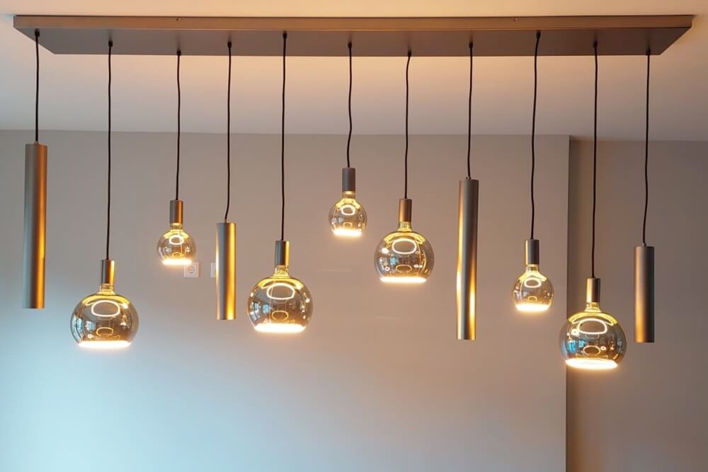 Hanglamp RAVI 200 x 25 cm 11-lichts champagne | Compleet