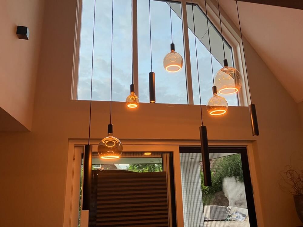 Hanglamp RAVI 160 x 25 cm vide 9-lichts zwart | Compleet