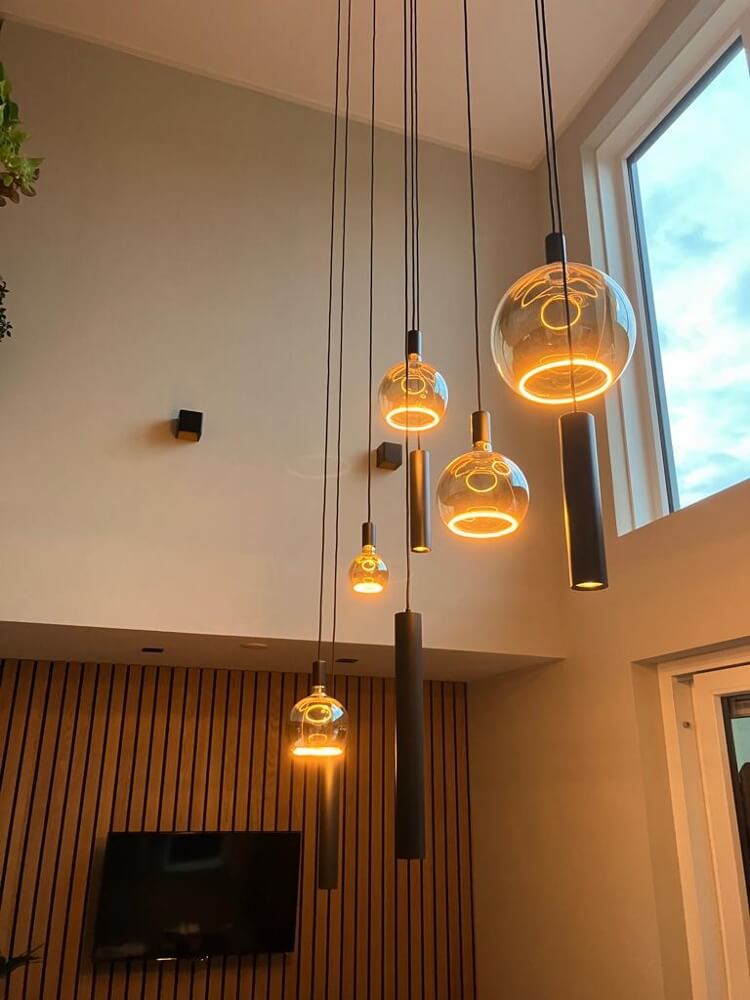 Hanglamp RAVI 160 x 25 cm vide 9-lichts zwart | Compleet