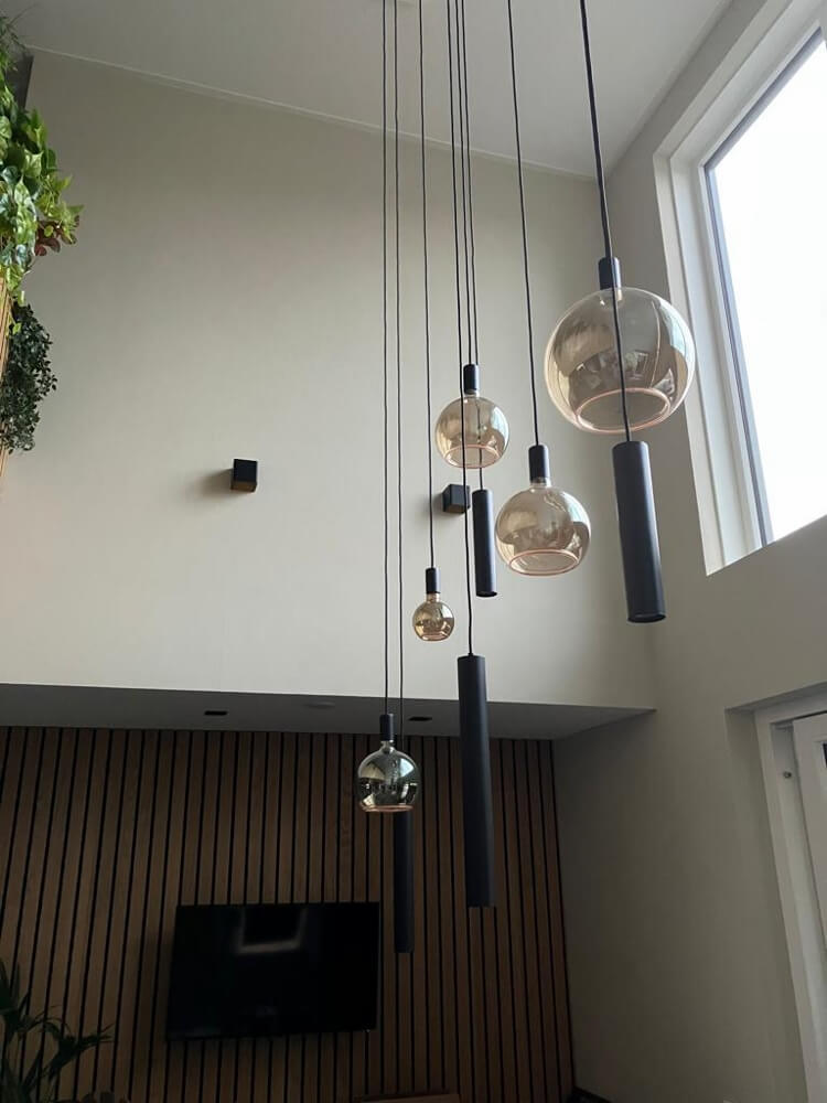 Hanglamp RAVI 160 x 25 cm vide 9-lichts zwart | Compleet