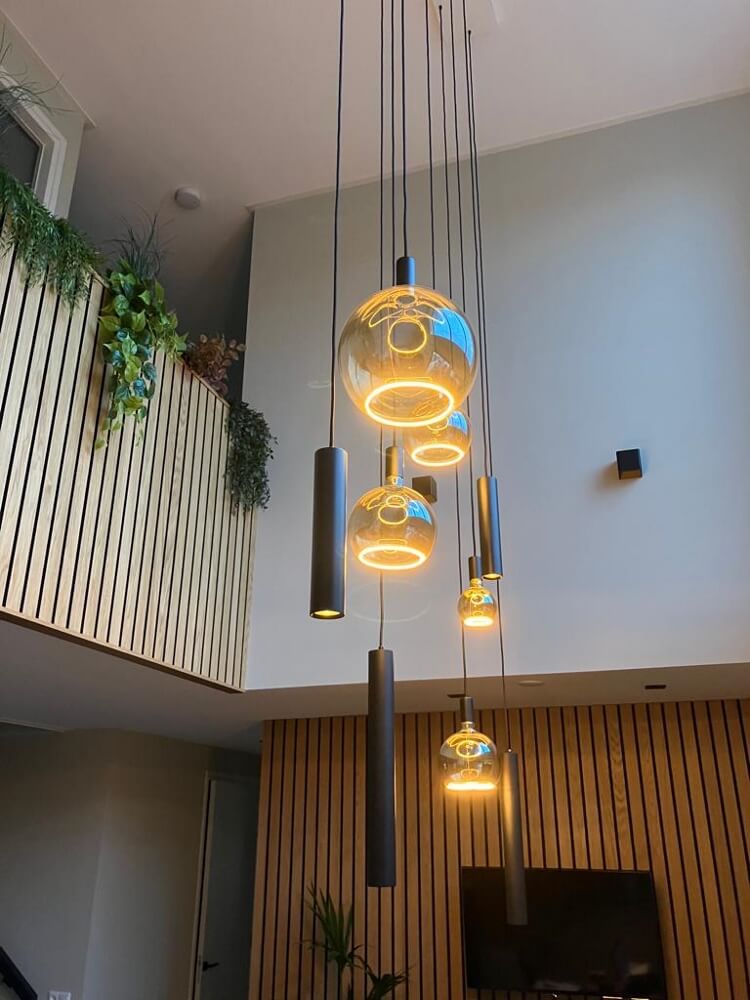 Hanglamp RAVI 160 x 25 cm vide 9-lichts zwart | Compleet