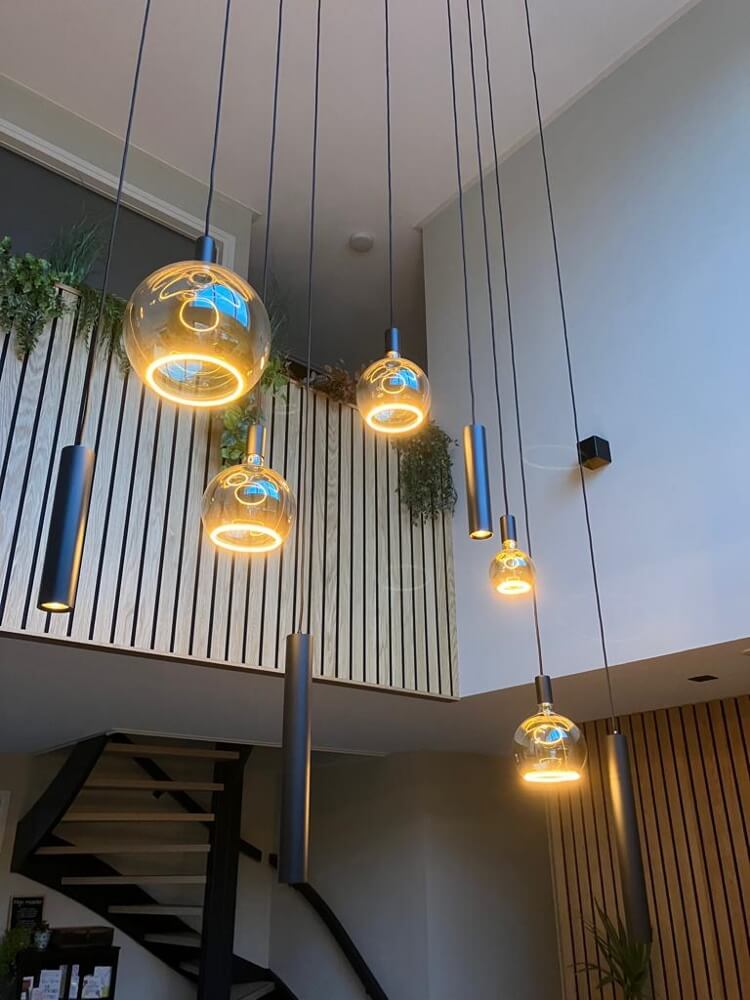 Hanglamp RAVI 160 x 25 cm vide 9-lichts zwart | Compleet