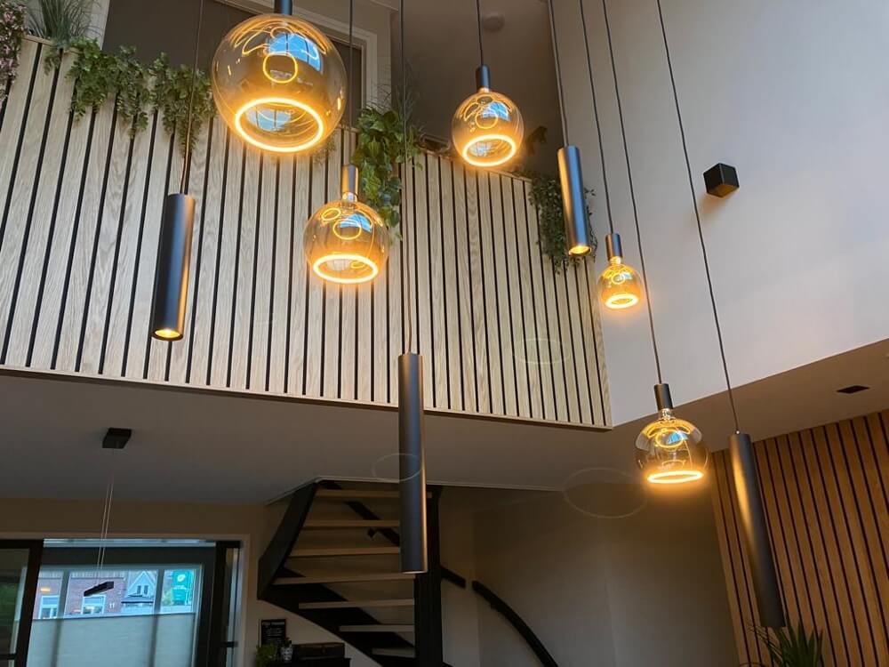 Hanglamp RAVI 160 x 25 cm vide 9-lichts zwart | Compleet