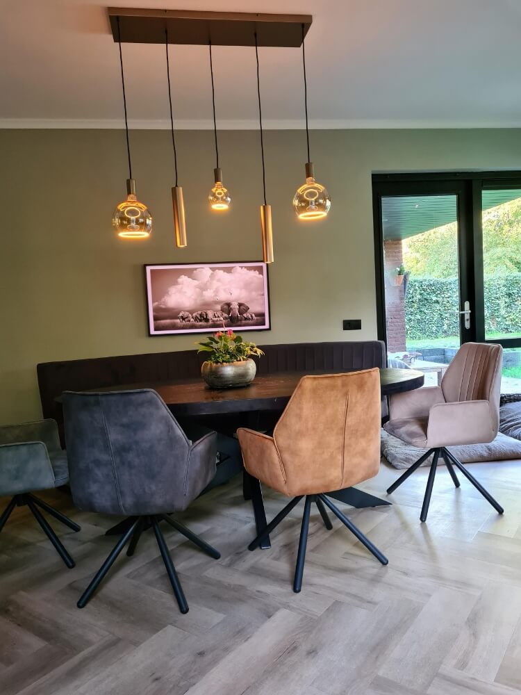 Hanglamp RAVI 100 x 25 cm 5-lichts champagne | Compleet
