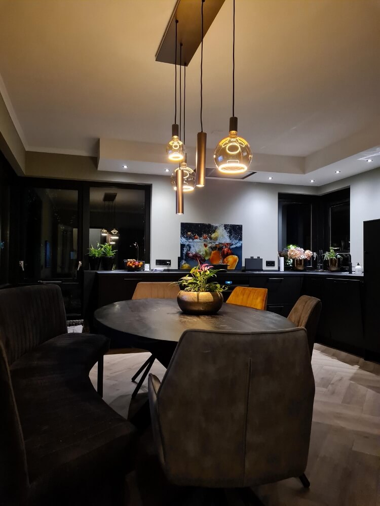 Hanglamp RAVI 100 x 25 cm 5-lichts champagne | Compleet