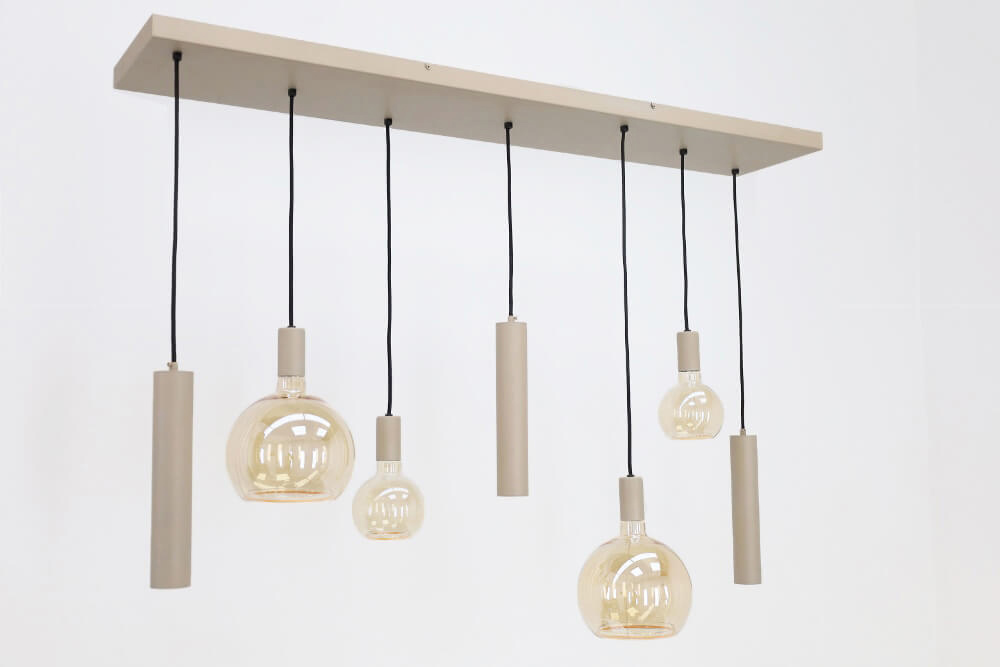 Hanglamp RAVI 130 x 25 cm 7-lichts zand / quartz | Compleet