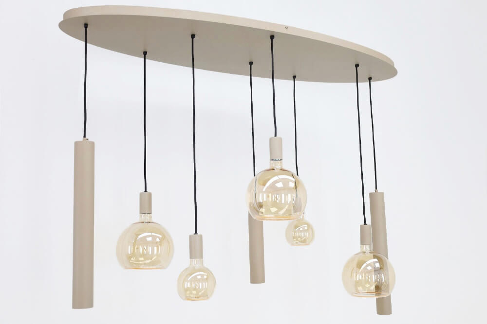 Hanglamp RAVI ovaal 140 x 50 cm 8-lichts zand / quartz | Compleet