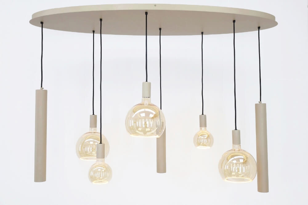Hanglamp RAVI ovaal 140 x 50 cm 8-lichts zand / quartz | Compleet