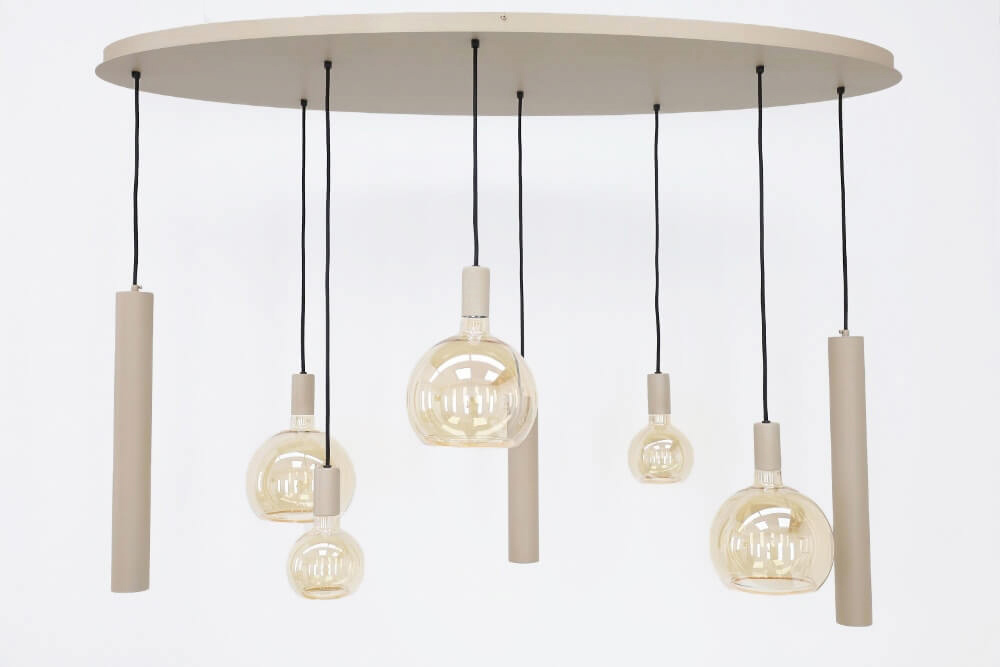 Hanglamp RAVI ovaal 140 x 50 cm 8-lichts zand / quartz | Compleet