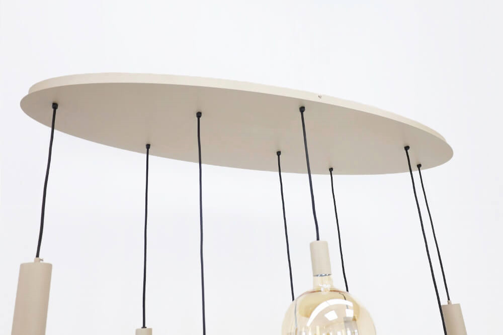 Hanglamp RAVI ovaal 140 x 50 cm 8-lichts zand / quartz | Compleet