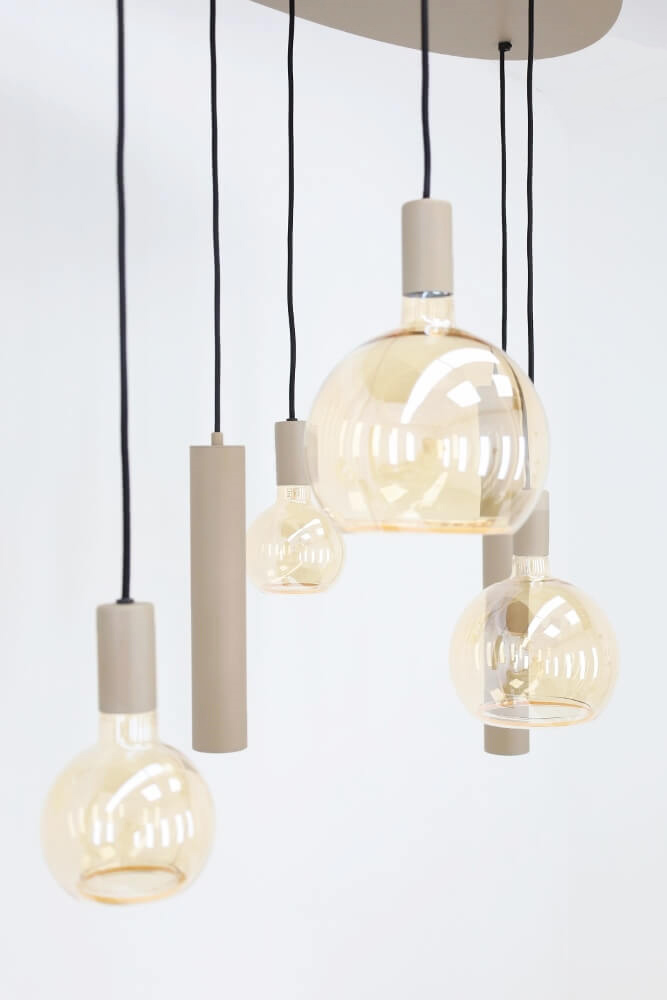 Hanglamp RAVI ovaal 140 x 50 cm 8-lichts zand / quartz | Compleet