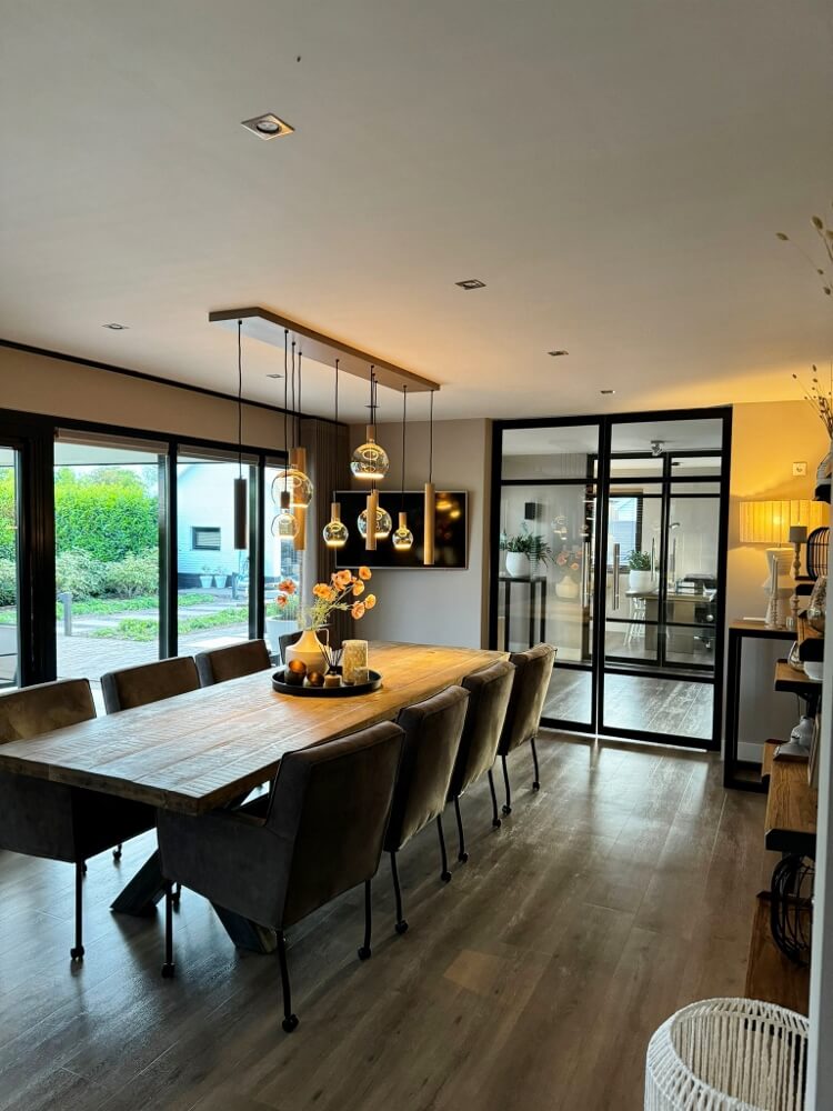 Hanglamp RAVI 180 x 25 cm 10-lichts zand / quartz | Compleet