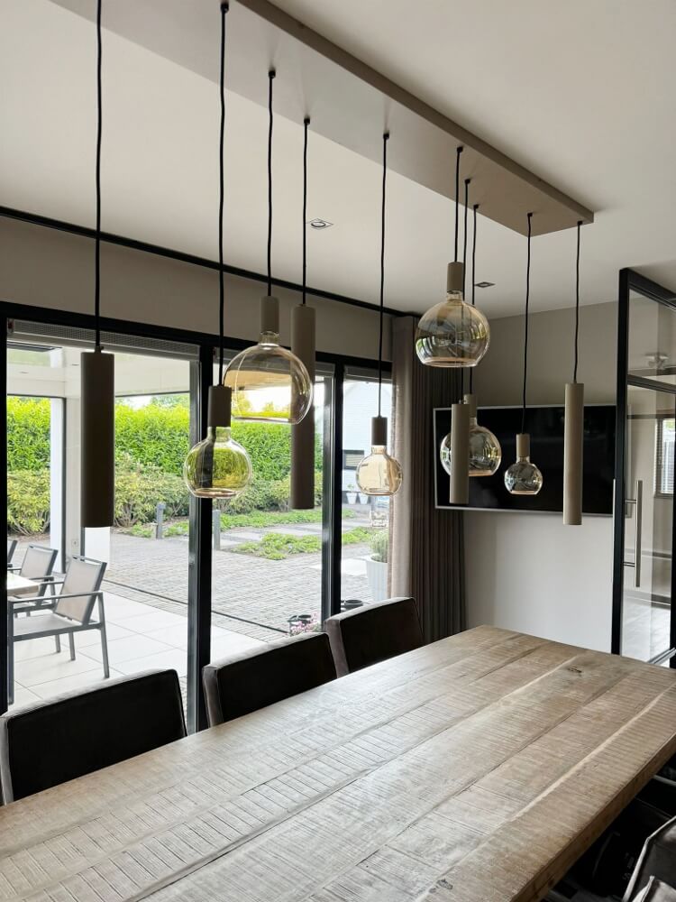 Hanglamp RAVI 180 x 25 cm 10-lichts zand / quartz | Compleet