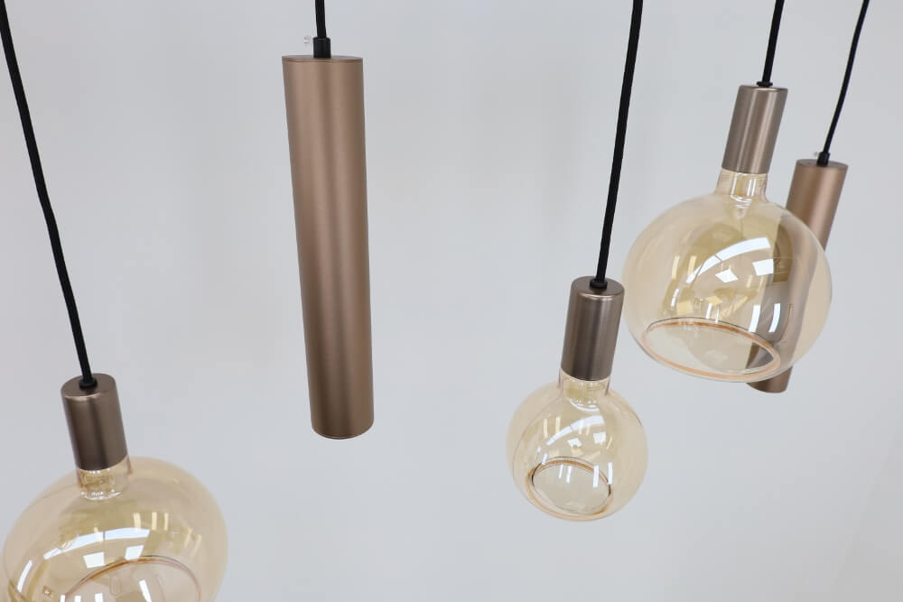 Hanglamp RAVI 160 x 25 cm 8-lichts champagne | Compleet