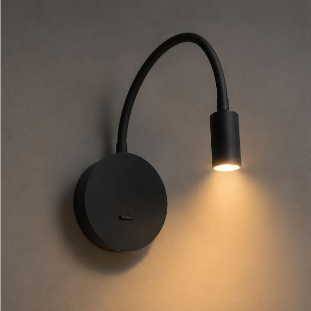 Flexibele oplaadbare WISPO wandlamp met touch dimmer| Zwart