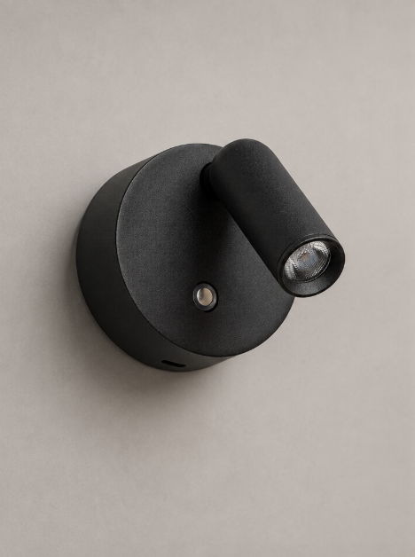 Strakke Oplaadbare WISPO wandlamp met touch dimmer| Zwart