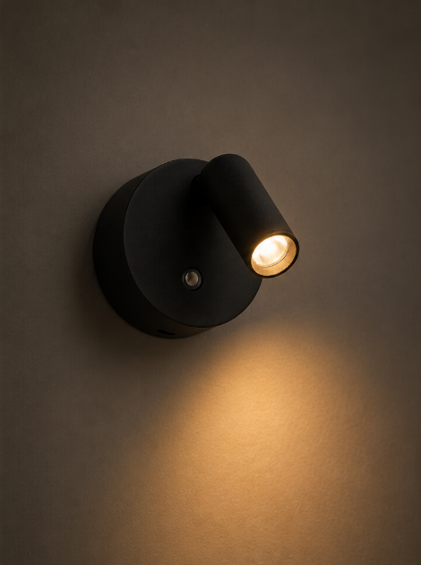Strakke Oplaadbare WISPO wandlamp met touch dimmer| Zwart