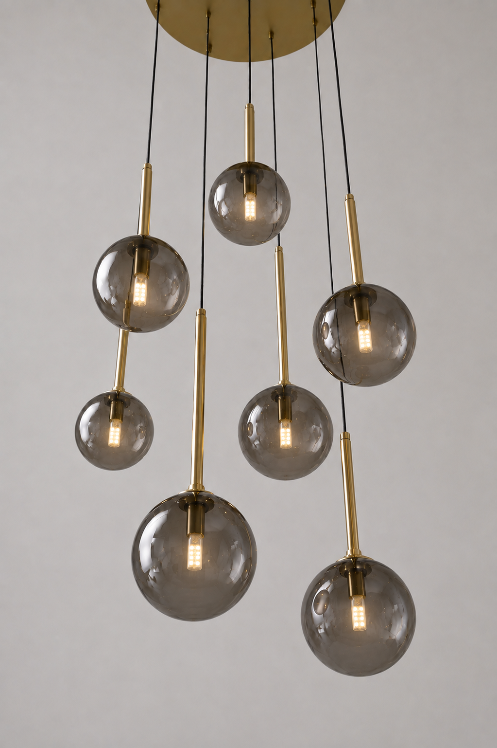 Sfeervolle vide lamp PYRAMID 7-lichts | Goud / Smoke