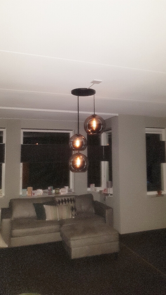 3-lichts hanglamp BALLOON I metallic smoke zwart | Ronde plafondplaat 35 cm
