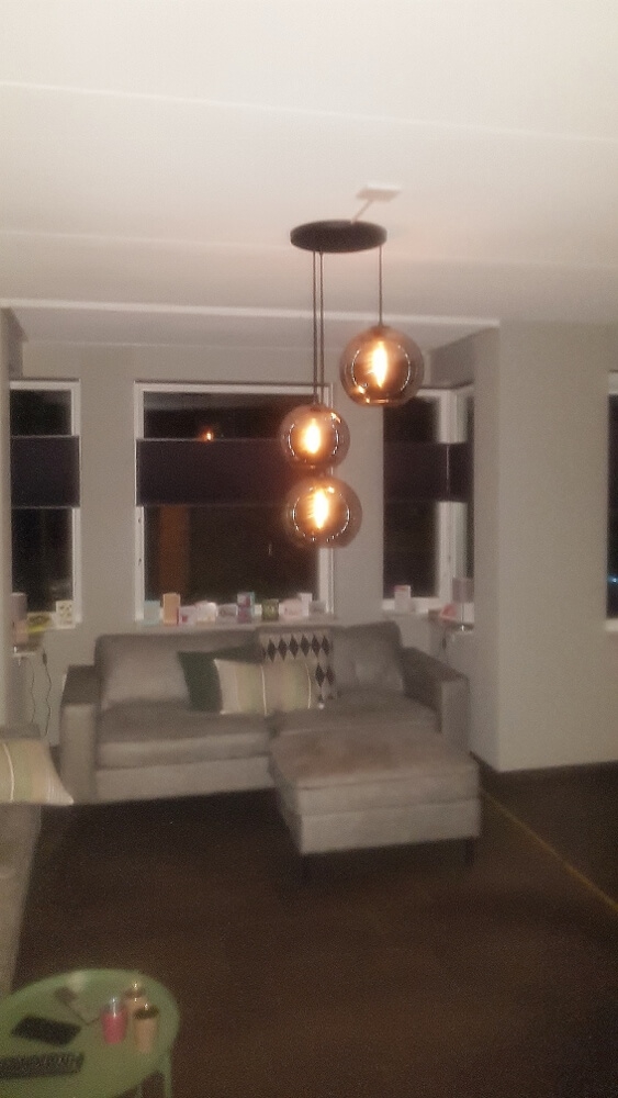 3-lichts hanglamp BALLOON I metallic smoke zwart | Ronde plafondplaat 35 cm