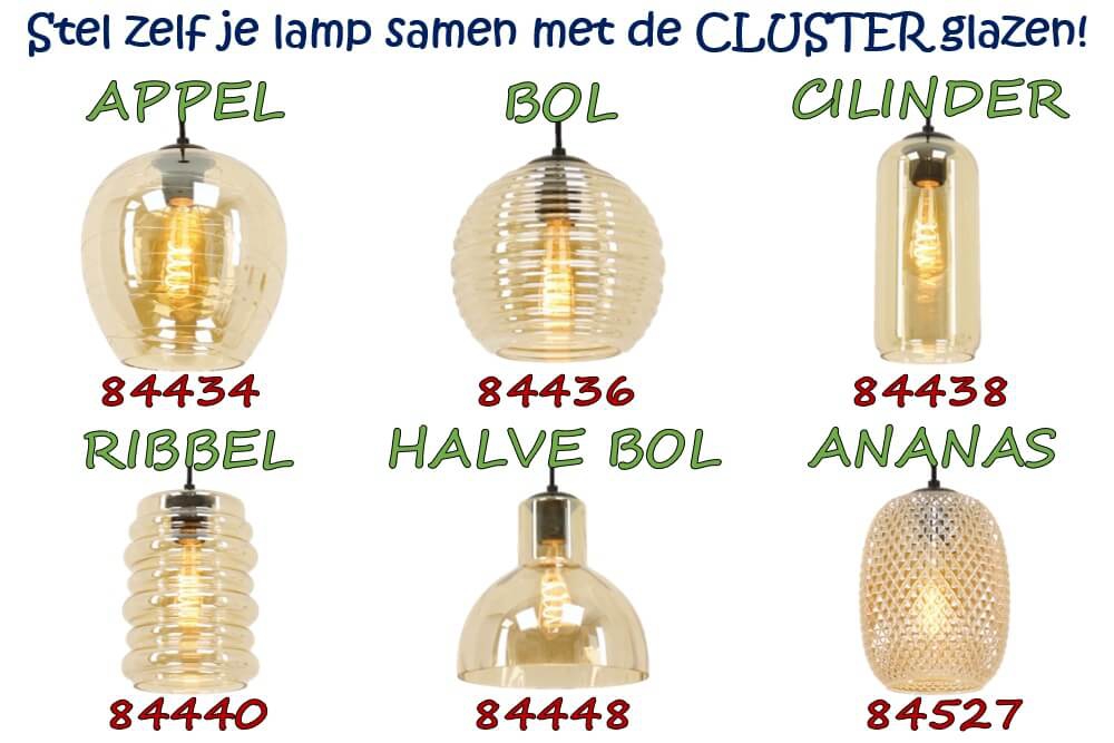 Zwarte plafondlamp CLUSTER GOLD 1-lichts | Halve bol