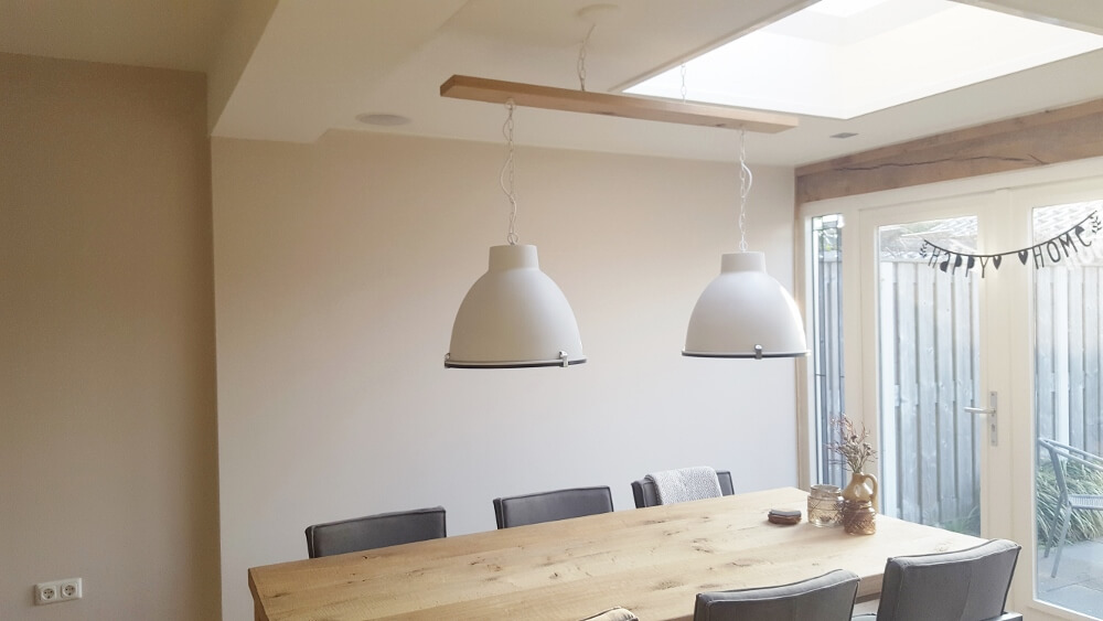 Houten plafondbalk voor lampen 170 cm | Natuurlijk eiken