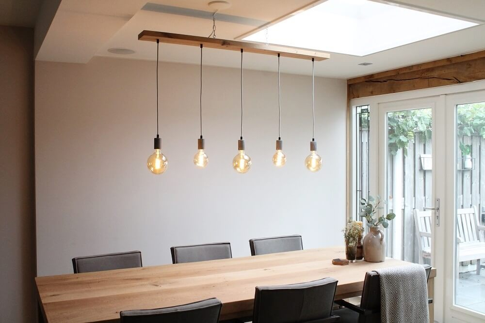 Houten plafondbalk voor lampen 100 cm | Natuurlijk eiken