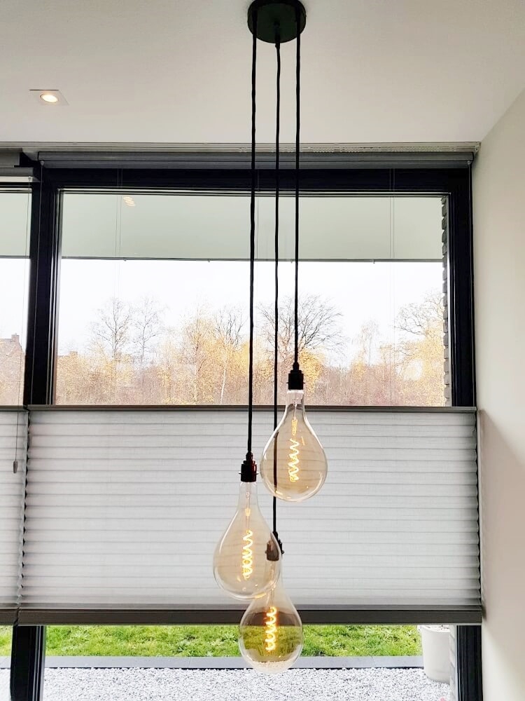 Hanglamp NUMBER THREE zwart | 3 dimbare GIANTS SMOKE