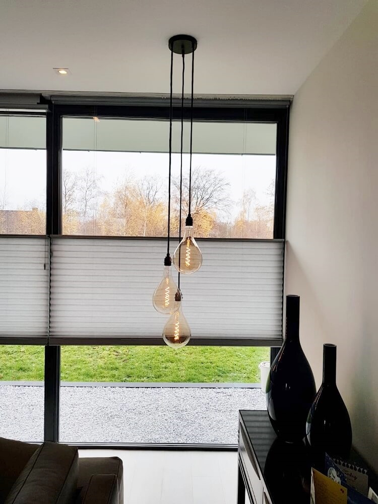 Hanglamp NUMBER THREE zwart | 3 dimbare globes SMOKE 125mm