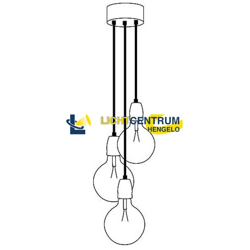 Hanglamp NUMBER THREE zwart | 3 dimbare GIANTS III GOLD
