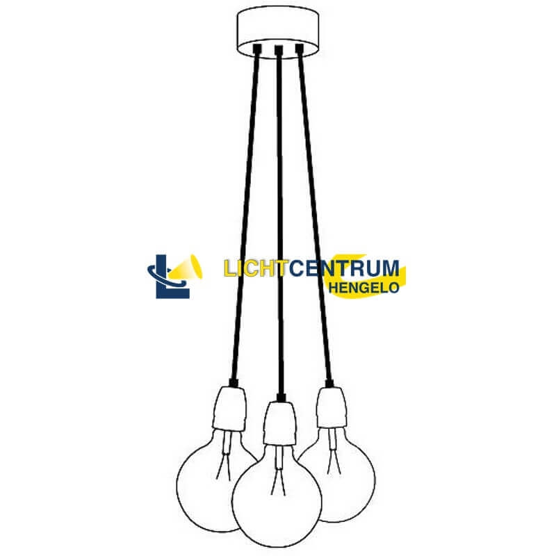 Hanglamp NUMBER THREE zwart | 3 dimbare GIANTS III GOLD